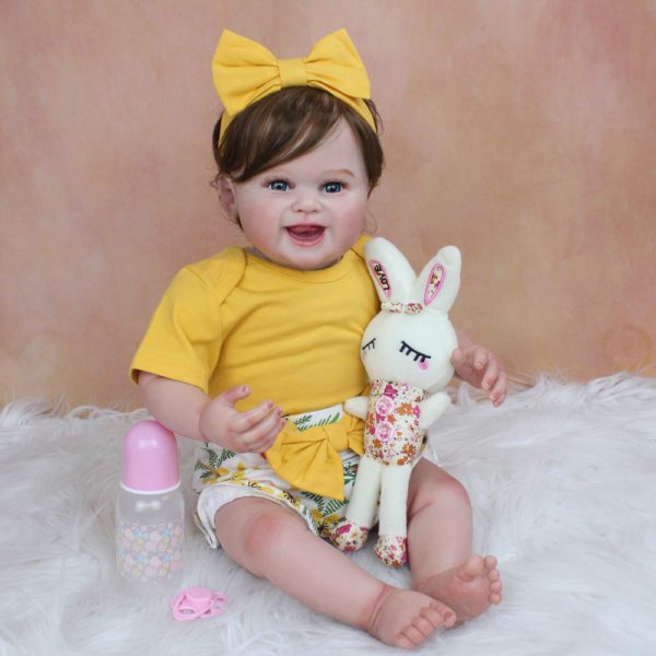Silicone Reborn Baby Dolls 3D Paint Skin Realistic 55 CM Smiling Reborn Tod... product image