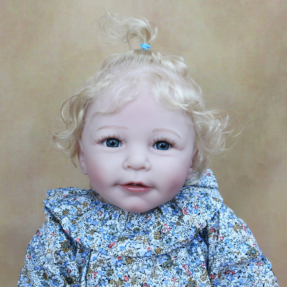 55 CM Soft Silicone Reborn Baby Rooted Blonde Hair Girl Doll Toy Lifelike C... product image
