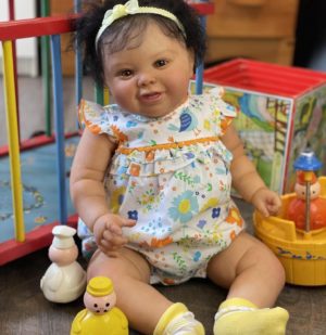 Reborn Baby Doll Kodi Girl in Dark Brown Skin Lifelike Reborn toddler Hand Rooted Hair High Quality Genesis Painted Doll
